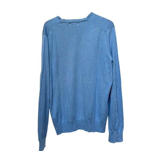 Banana Republic Blue V-Neck Sweater Silk Cotton Cashmere Blend – Size Large - Picture 3 of 4